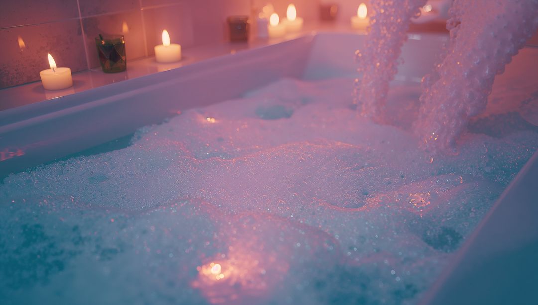 Cozy Bubble Bath with Candlelight and Relaxing Ambiance