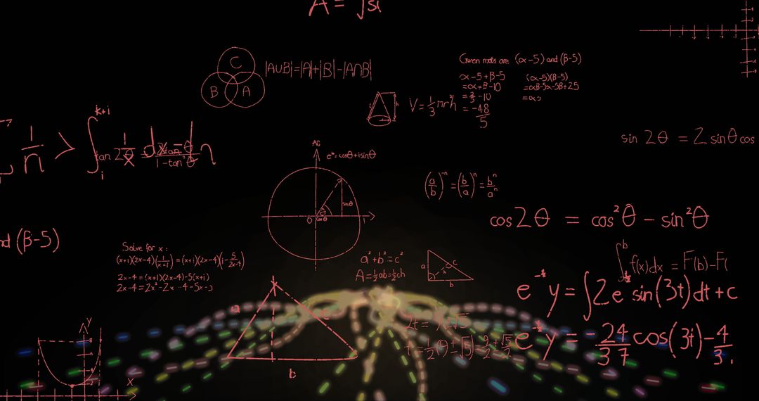Digital Math and Light Trails Symbolize Innovation in Data Processing