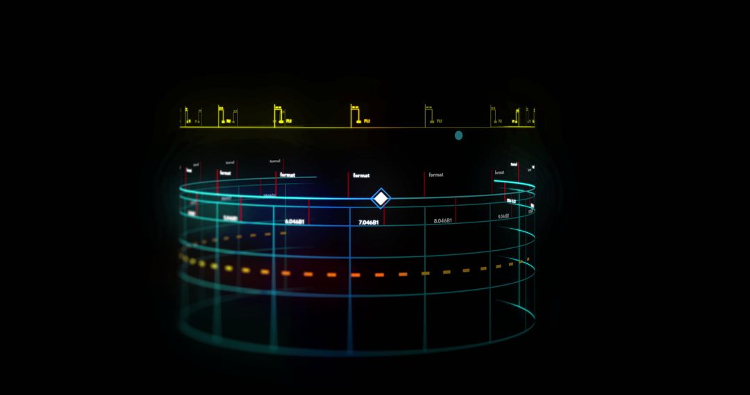 Dynamic Financial Data Chart Illuminated on Black Background