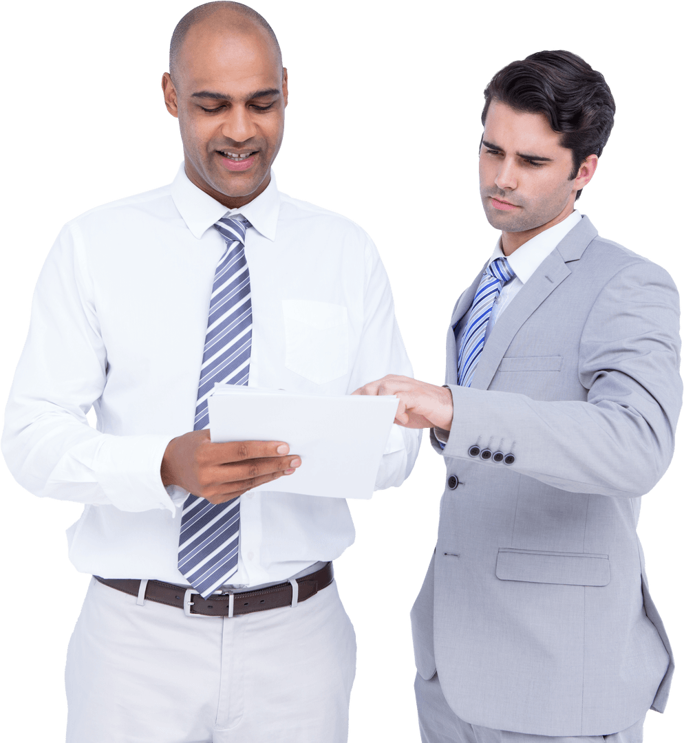 Diverse Businessmen Discussing on Transparent Background