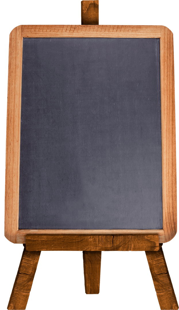 Transparent Blank Chalkboard on Wooden Easel for Education Projects