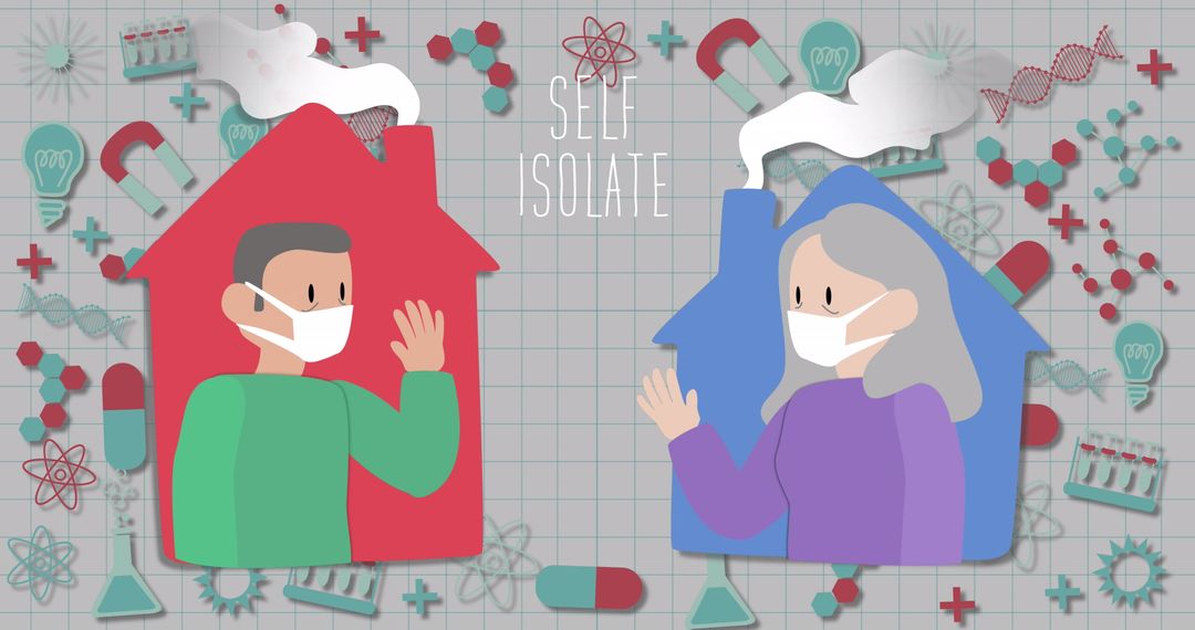 Self-Isolation Concept with Scientific Elements and Pictograms