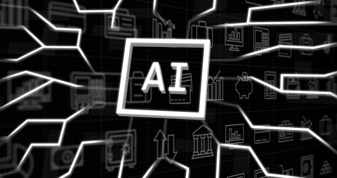 Artificial Intelligence in Digital Network with Icon Connections