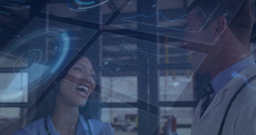 Healthcare Professionals Engaging with Futuristic Technology