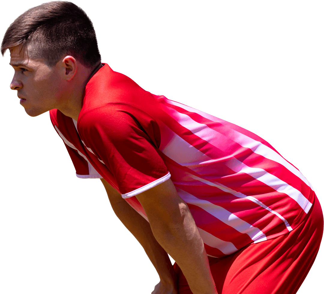 Male Soccer Player Resting Transparent Background