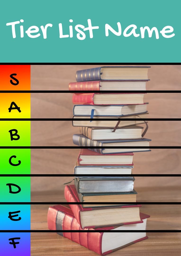 Tier List Template with Gradient Scale and Book Stack - Download Free Stock Templates Pikwizard.com