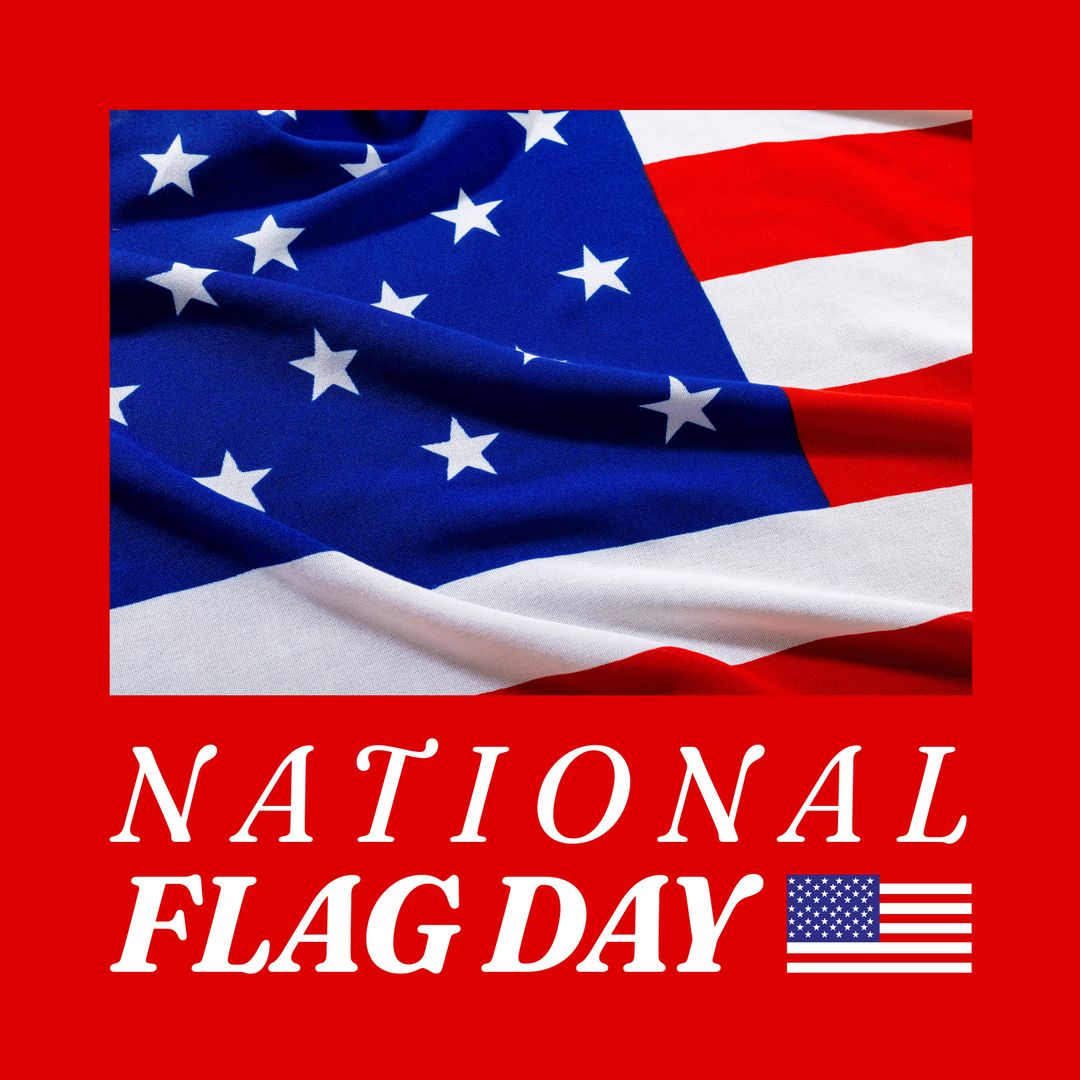 National Flag Day Tribute with Draped American Flag and Bold Typography