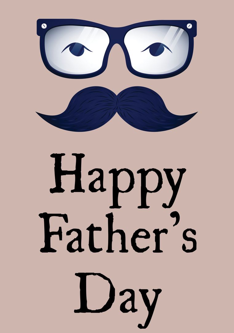 Happy Father's Day Greeting with Glasses and Moustache Icon