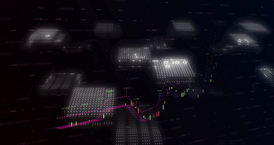 Futuristic Digital Stock Market Visualization with Dot-Matrix