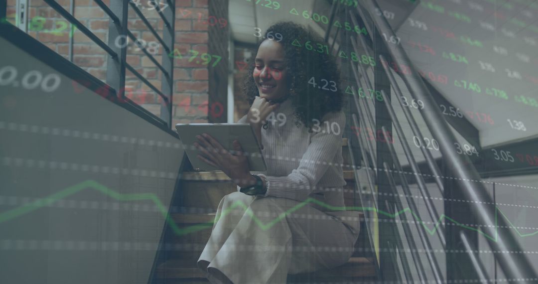 Businesswoman Analyzing Stock Market Data on a Digital Tablet - Free Images, Stock Photos and Pictures on Pikwizard.com