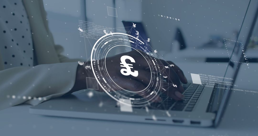 Digital Currency Symbol on Laptop Showing Currency Network