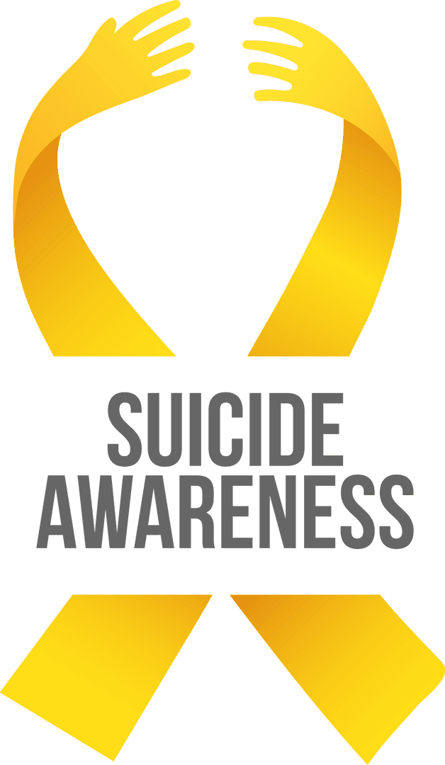Suicide Awareness Ribbon and Text with Transparent Background