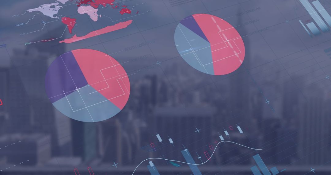 Cityscape Background with Data Analytics Elements Overlay