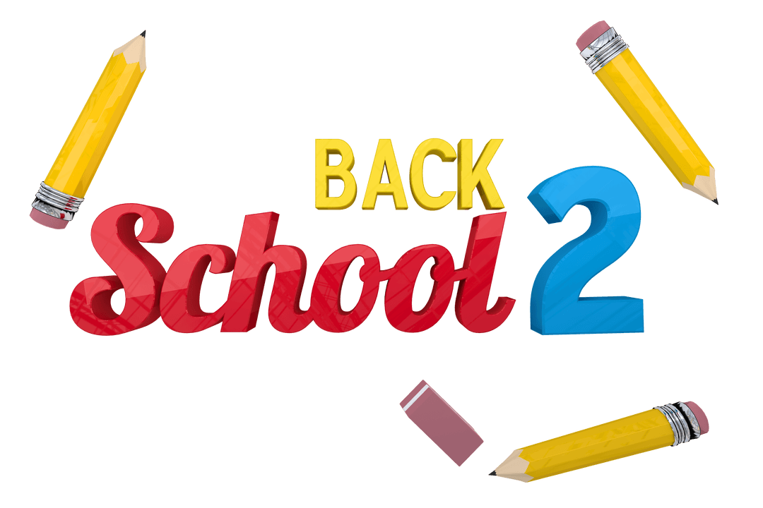 Transparent Back to School Illustration with Text and Pencils