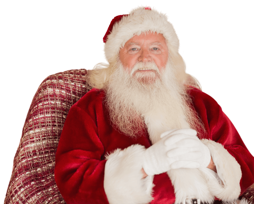 Traditional Santa Claus Sitting with a Transparent Background