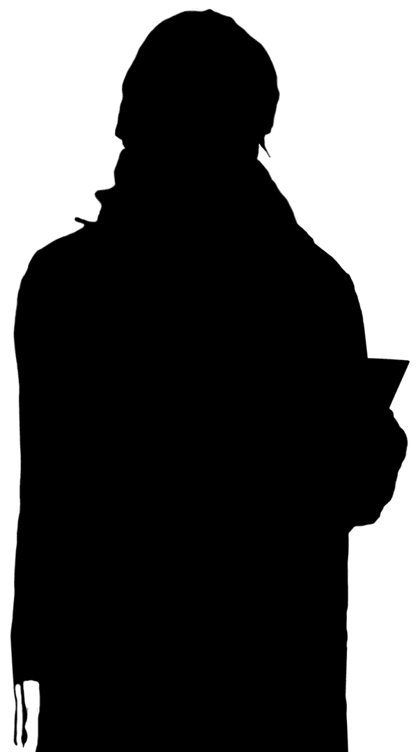 Woman Silhouette Using Smartphone on Transparent Background