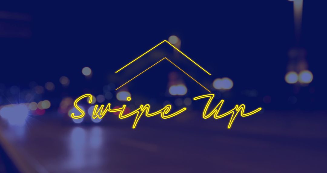 Swipe Up Text Overlay on Cityscape at Night