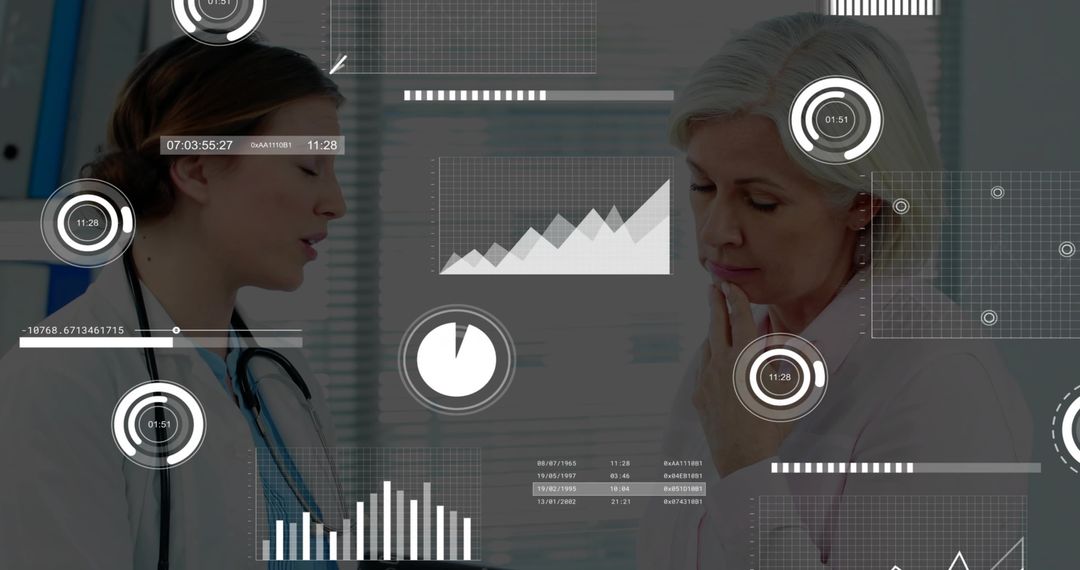 Doctor Showing Data Analytics to Patient in Modern Clinic