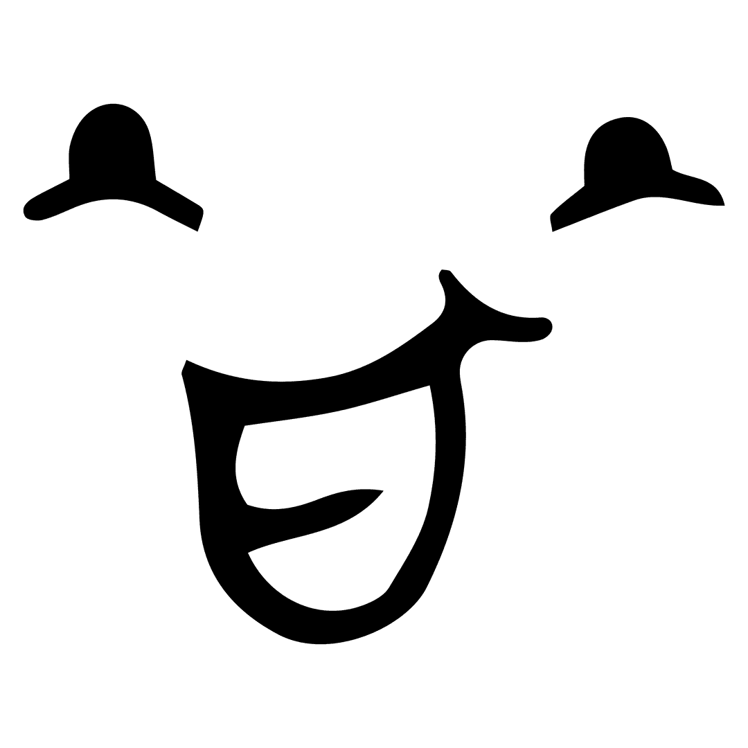 Black Smiling Face Icon on Transparent Background Vector Illustration