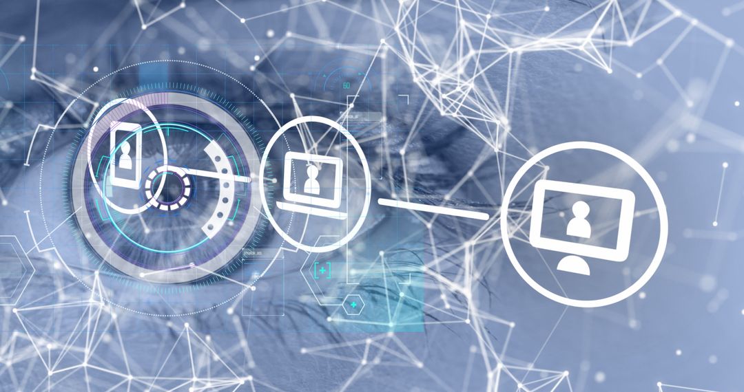 Futuristic Eye Overlapping Cybersecurity Network Connections