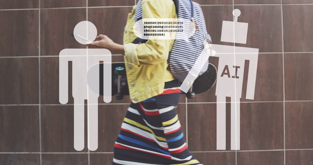 Innovative AI Digital Overlay with Striped Fashion Element