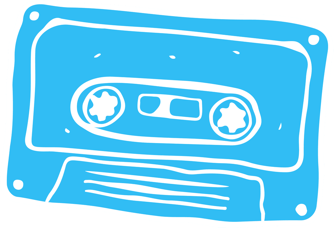 Retro Audio Cassette Tape Illustration on Transparent Background