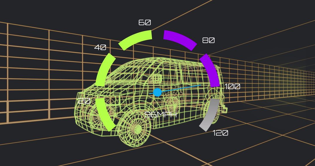 3D Model Van with Futuristic Speedometer Interface