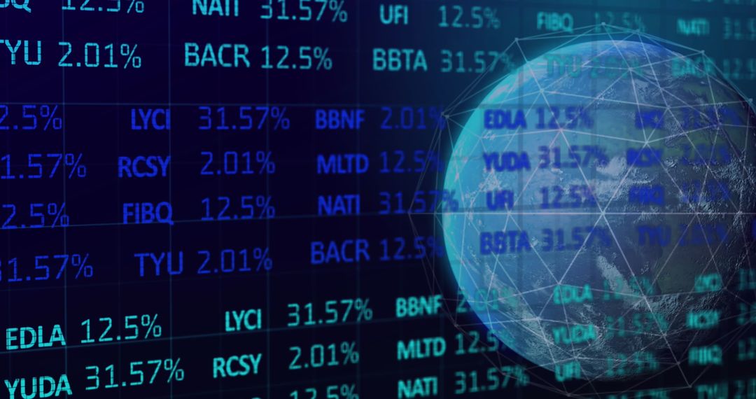 Global Business Digital Data Interface with Earth Visualization