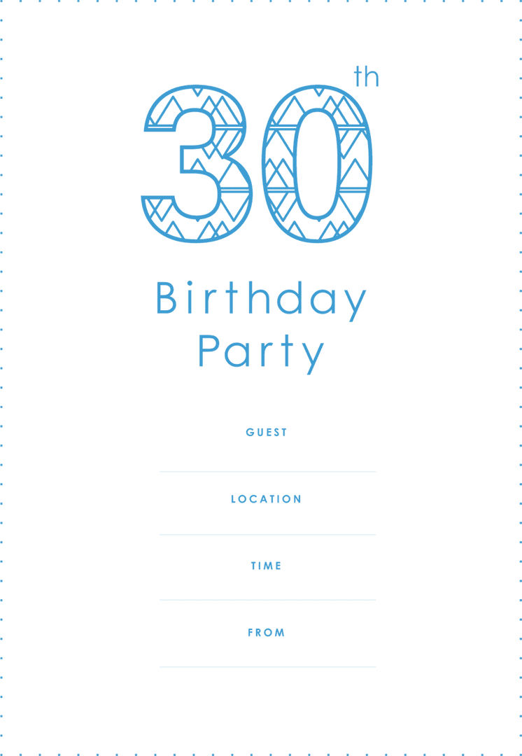 Transparent 30th Birthday Party Invitation Blue Design