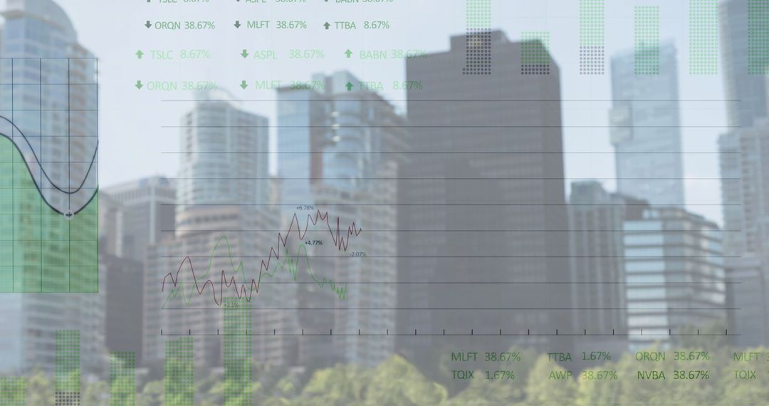 Financial Data Analytics Overlapping City Skyline