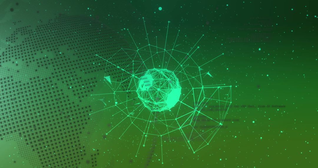 Futuristic Digital Network with Green Geometric Globe