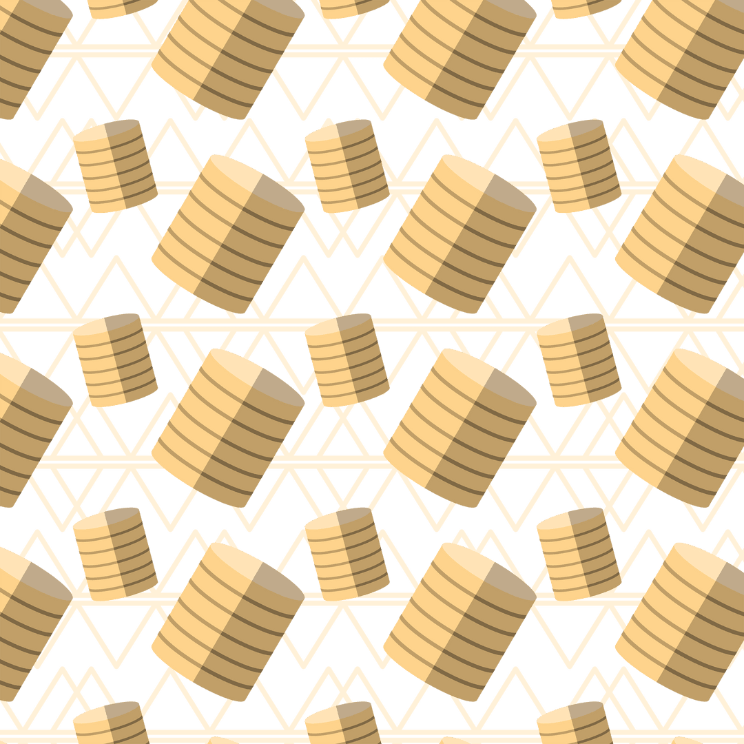 Seamless Geometric Pattern with Yellow Coins on Transparent Background