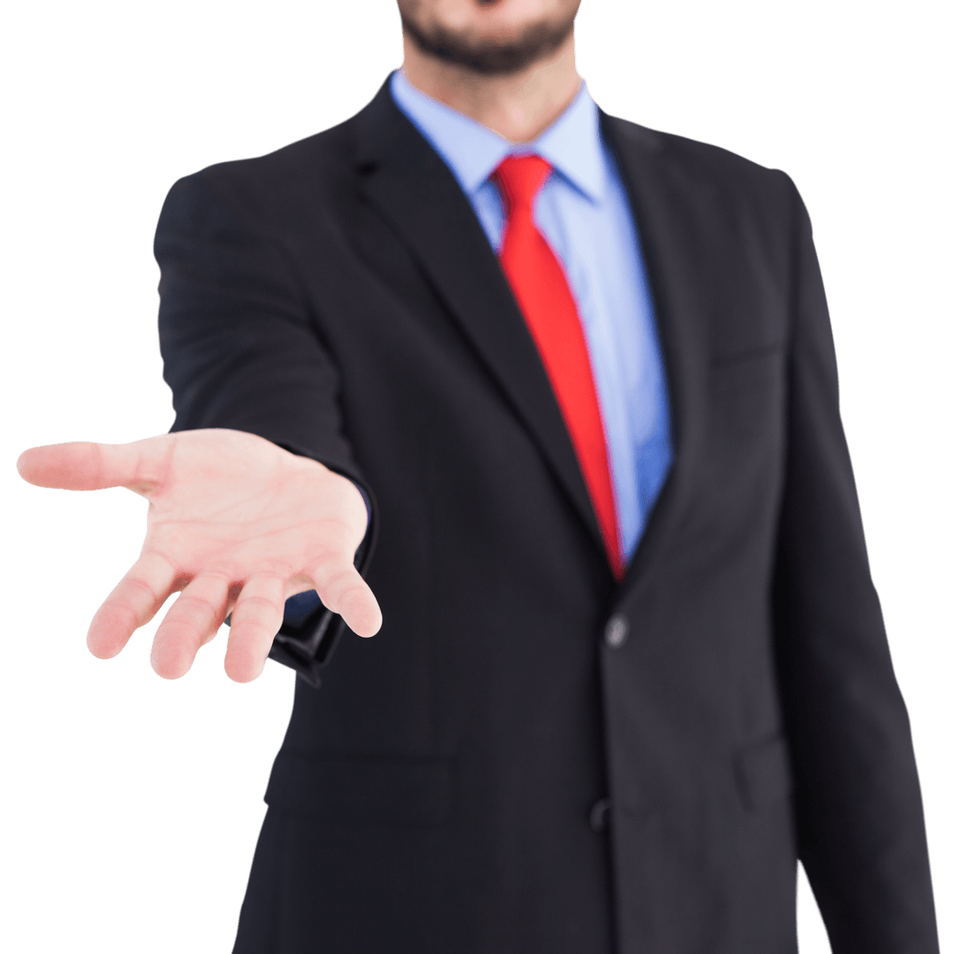 Transparent Businessman Extending Hand for Partnership