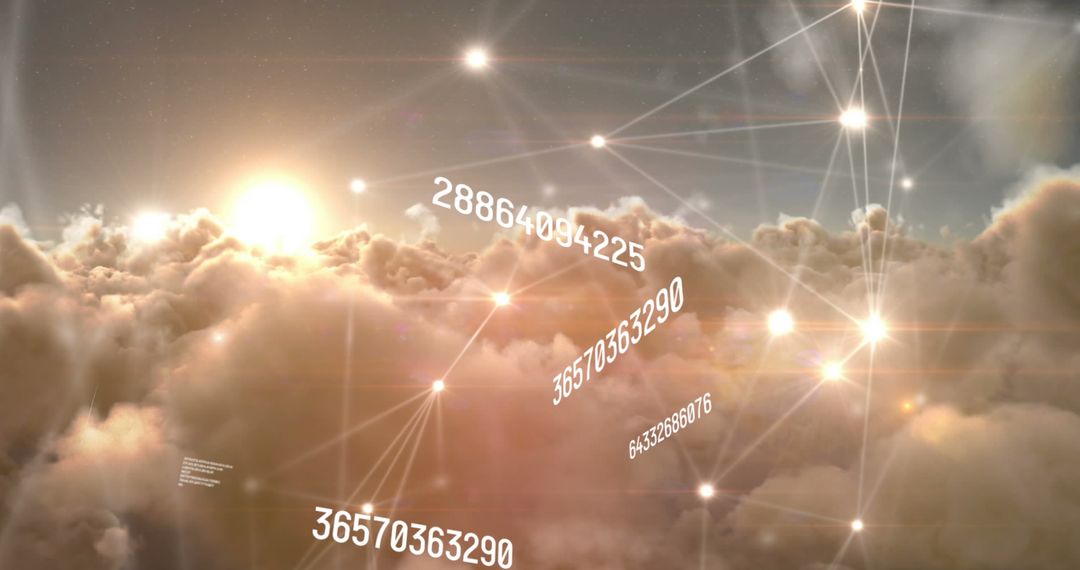 Digital Network Overlay in Sky with Cloud Backdrop