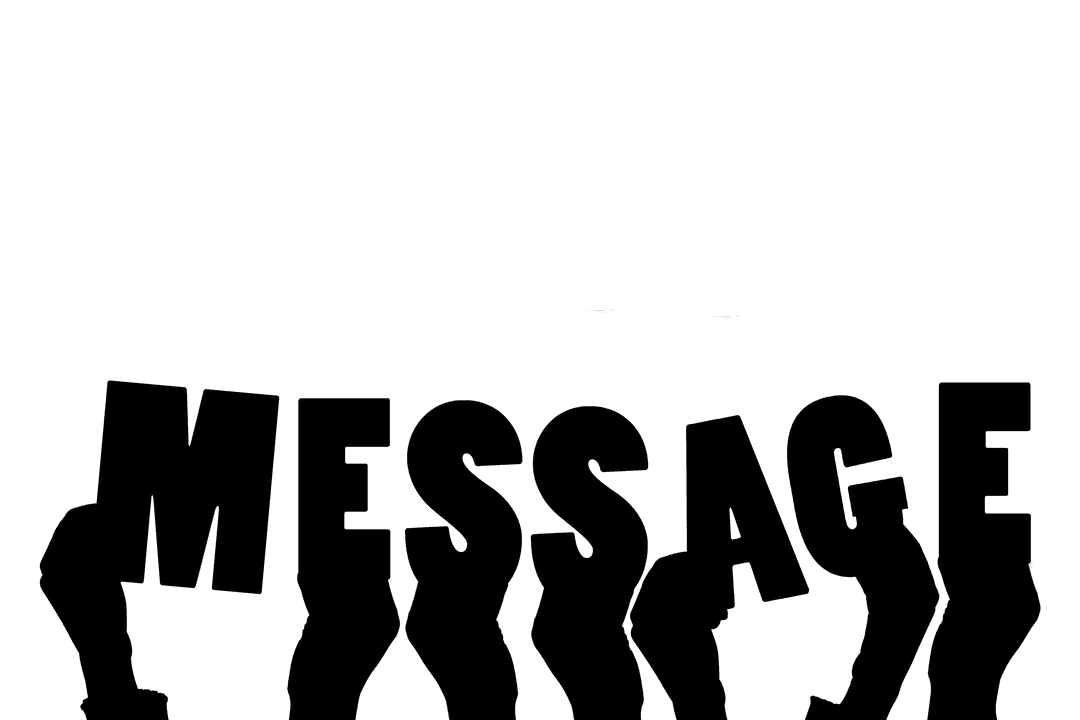 Hands Holding Transforming Messages on Transparent Background Illustration