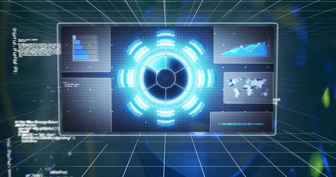 Digital Data Processing Interface in Futuristic Style