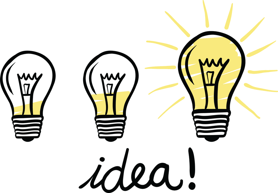 Transparent Vector Light Bulbs with Glowing Idea Concept