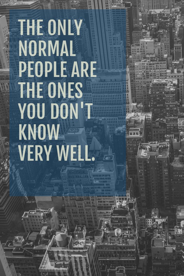 Inspirational Quote Over Urban Cityscape Highlighting Human Complexity