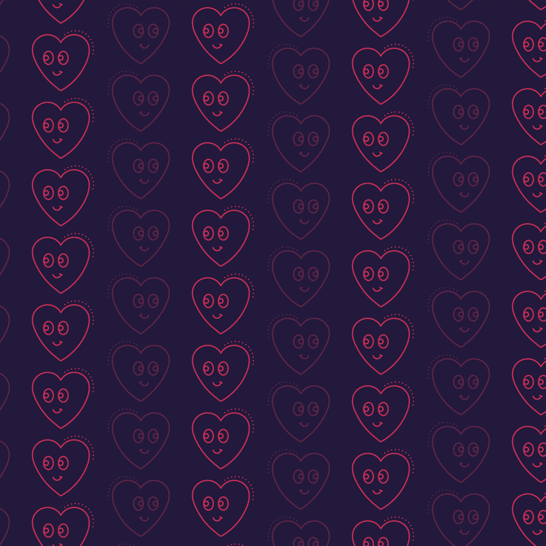 Happy Heart Smileys Seamless on Transparent Retro Pink