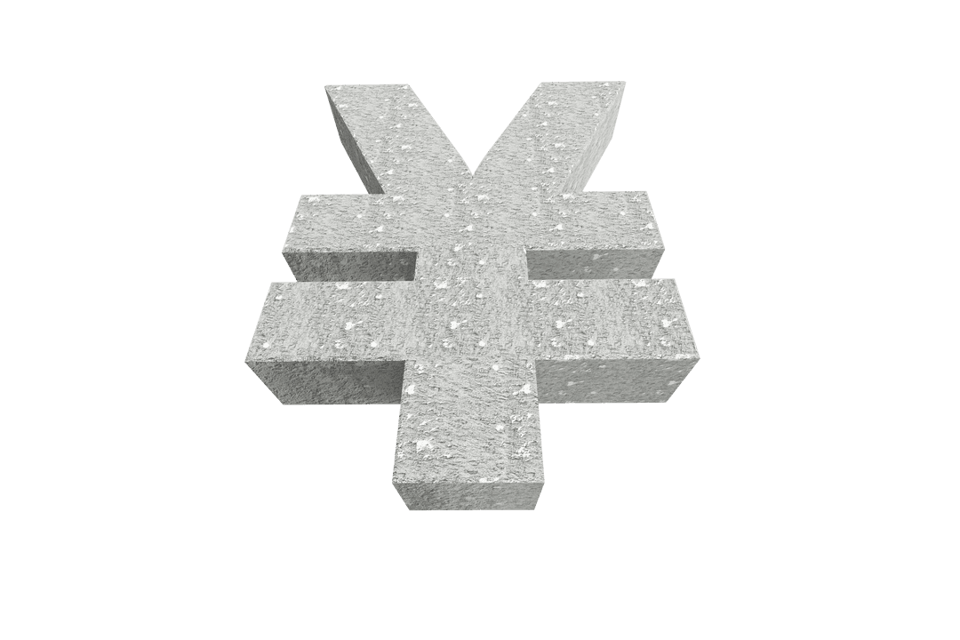 Transparent Stone Textured Yen Currency Symbol 3D Rendering