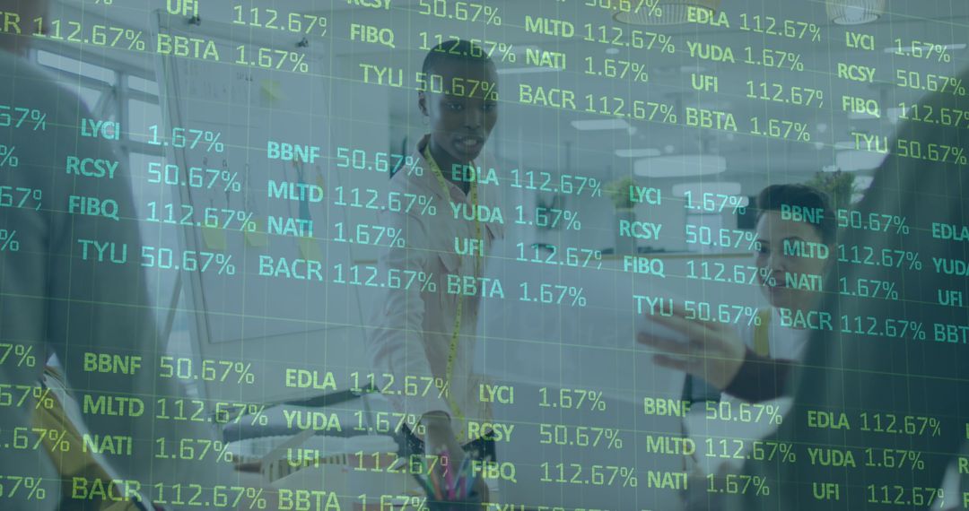 Diverse Business Team Analyzing Real-Time Financial Data