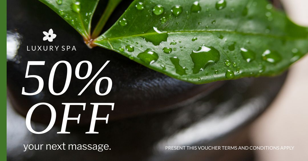 Serene Leaf Spa Discount Advertisement Layout with Refreshing Droplets