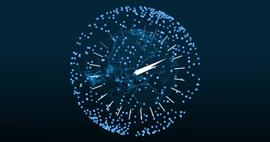 Futuristic Digital Globe with Glowing Data Nodes