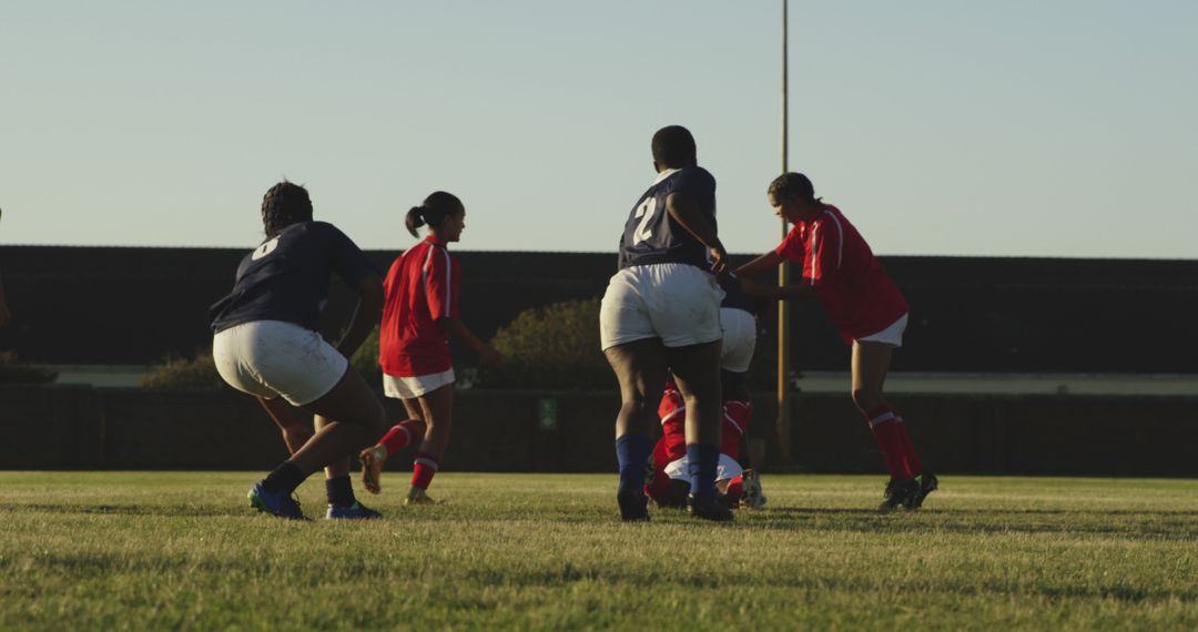 Women's Rugby Team in Action on Field During Game - Free Images, Stock Photos and Pictures on Pikwizard.com