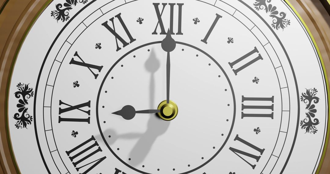 Close-up of Vintage Clock Face with Roman Numerals