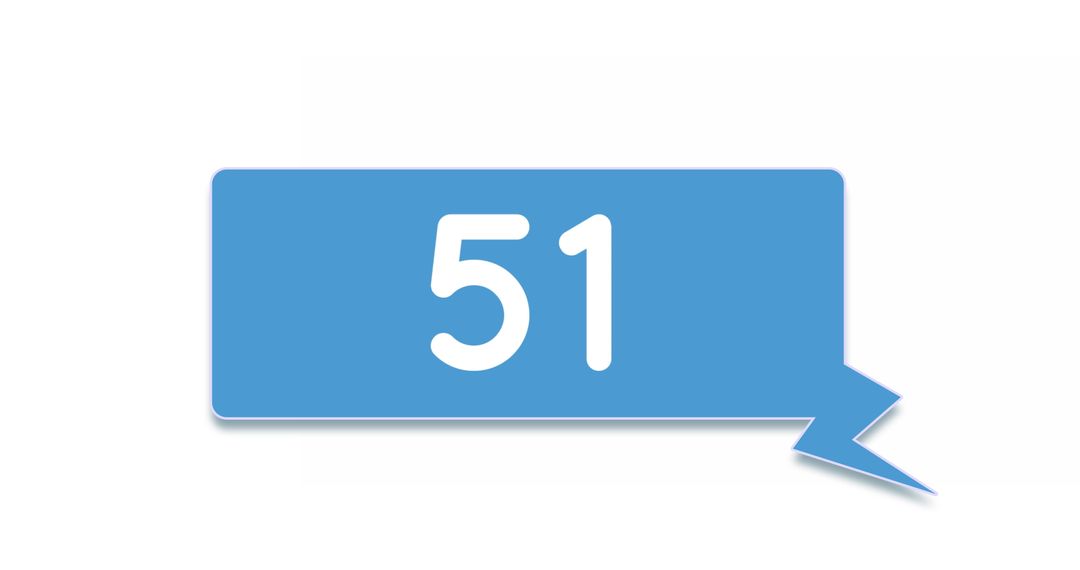 Blue Chat Box Icon with Number 51 on White Background