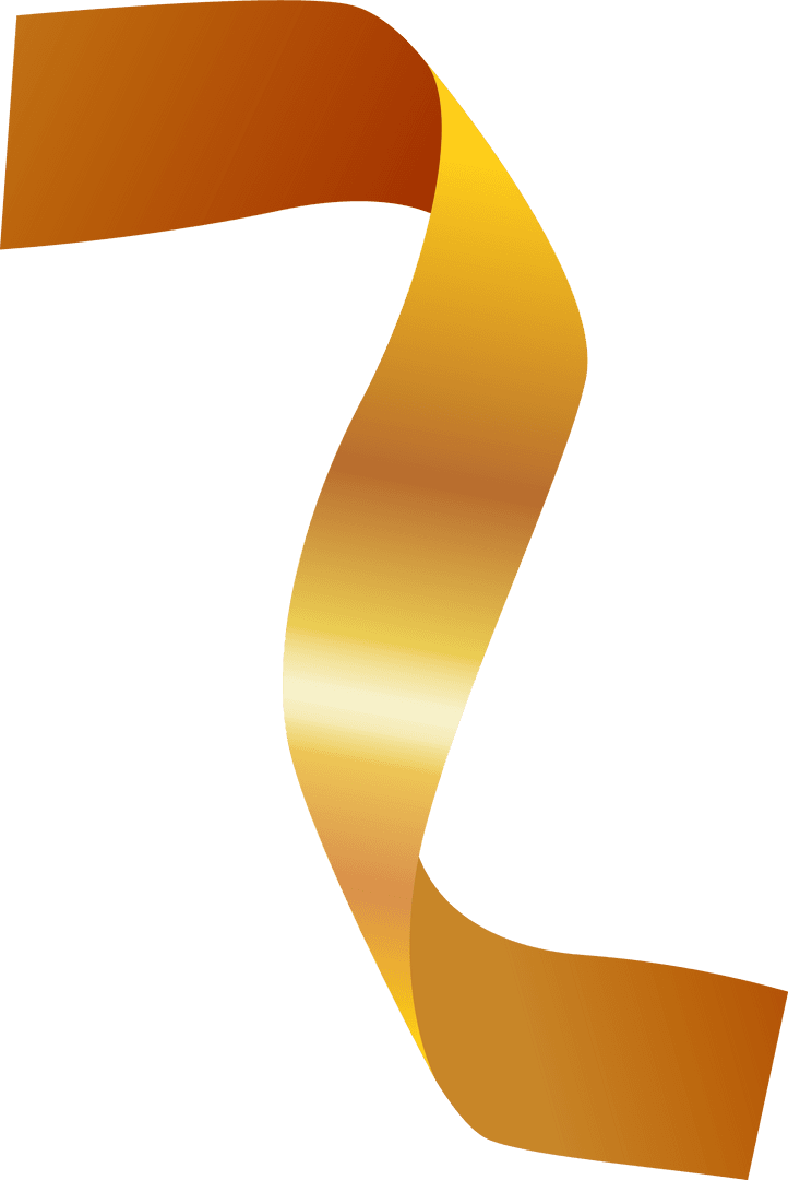 Elegant Golden Ribbon Curving on Transparent Background