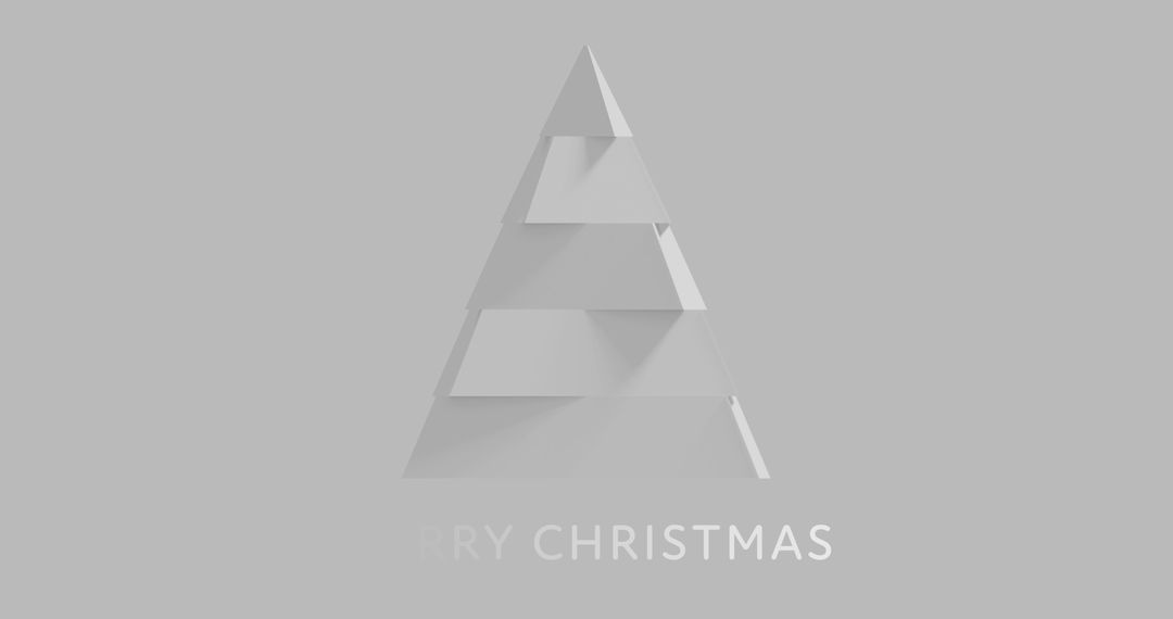 Minimalist Merry Christmas Tree with Angular Blocks on White
