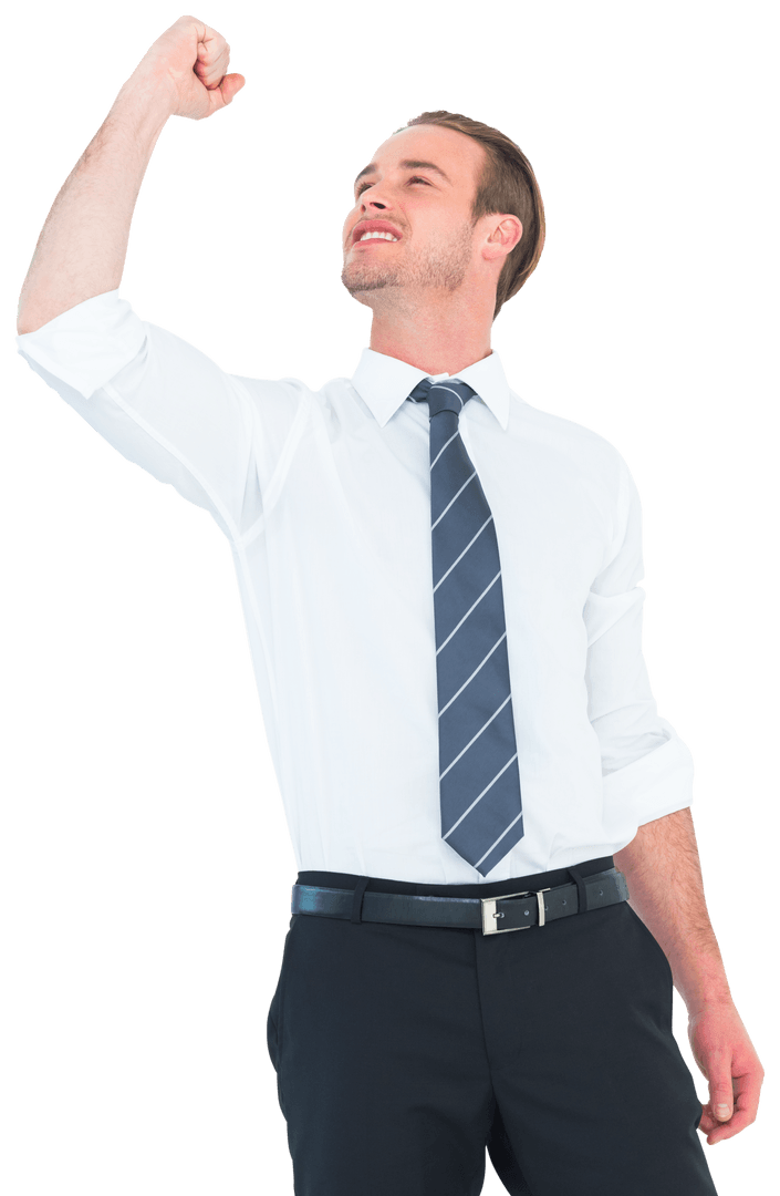 Transparent Joyful Businessman Celebrating Success Triumph
