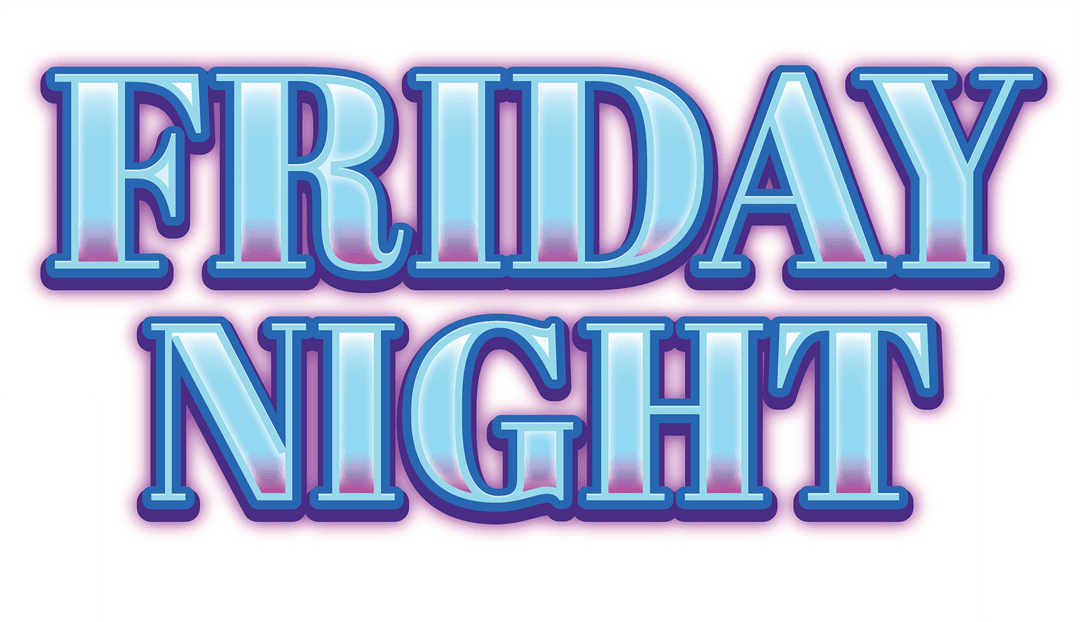 Glowing Friday Night Text on Transparent Background Vector Art